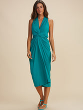 Load image into Gallery viewer, Solid-Color Midi Dress Tied at the Waist