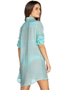 Shantung Solid-color Shirt w/ Long Sleeves