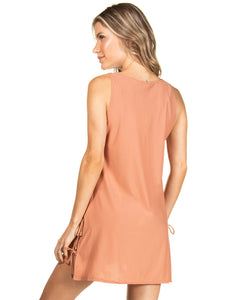 Solid-color Short Dress with Side Laces