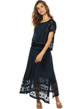Load image into Gallery viewer, Solid-Color Interlaced Guipure Midi Skirt