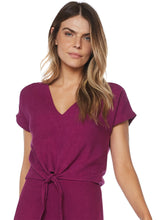 Load image into Gallery viewer, Solid-Color Linen Wrapover Blouse