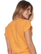 Load image into Gallery viewer, Solid-Color Linen Wrapover Blouse