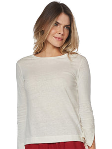 Solid-color Long-sleeved T-shirt with Slits