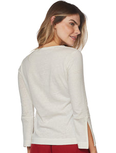 Solid-color Long-sleeved T-shirt with Slits